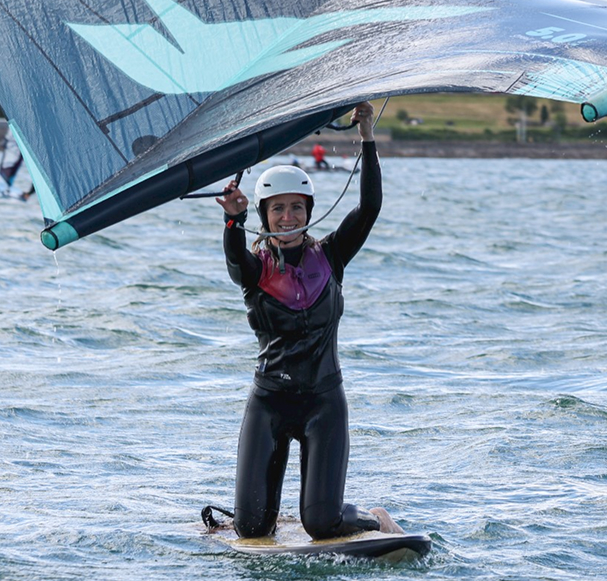 woman wingfoiling in dublin