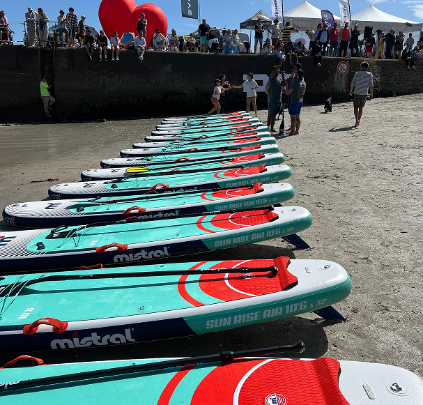 sup boards on beach